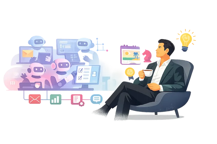 AI automation workflow dashboard illustration