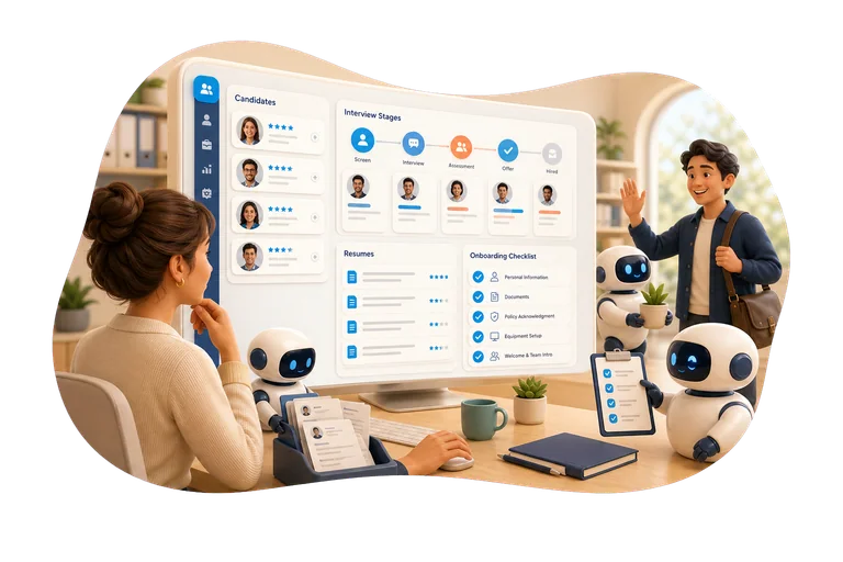 HR and recruiting automation dashboard with AI assistants